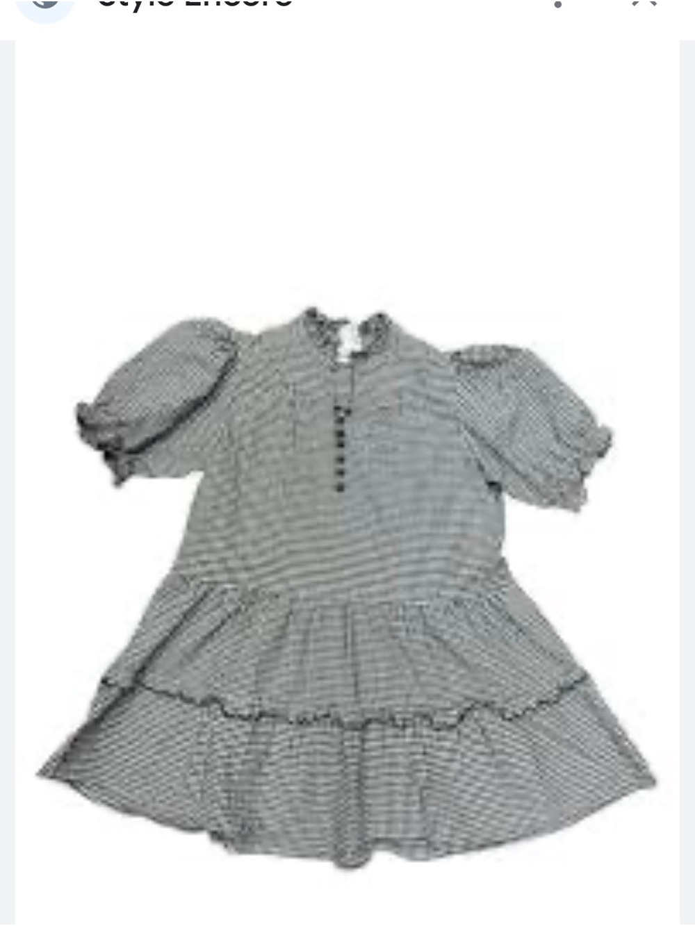Pomander Place Gray Gingham Puff-Sleeve Tiered Dress